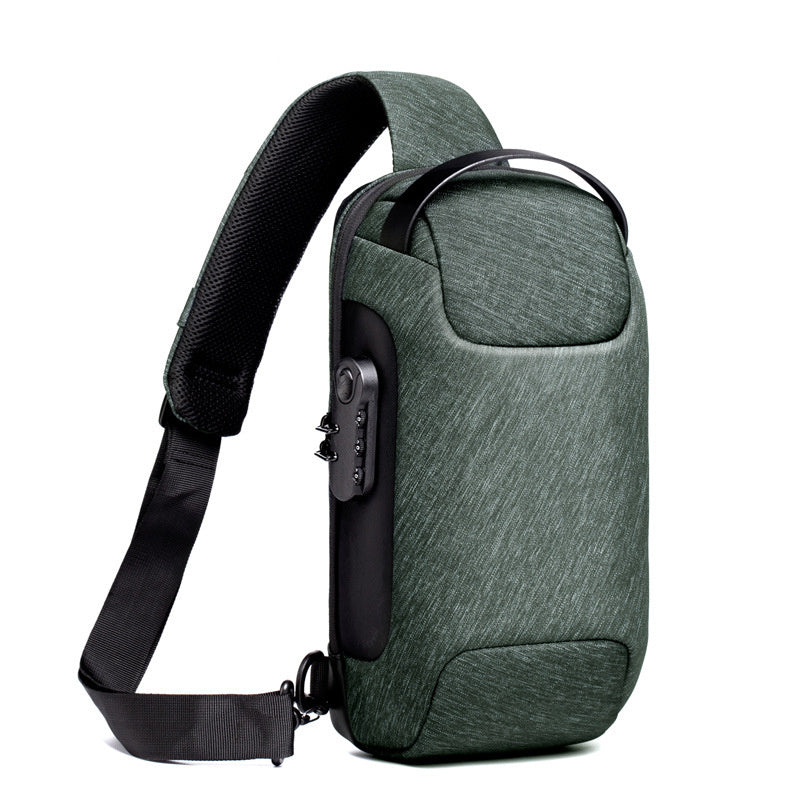 Bolso bandolera Oxford antirrobo impermeable con USB para hombre, bandolera multifunción corta de viaje, bandolera de pecho