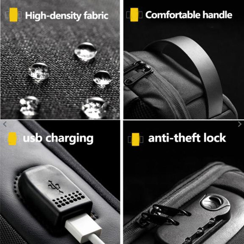 Bolso bandolera Oxford antirrobo impermeable con USB para hombre, bandolera multifunción corta de viaje, bandolera de pecho