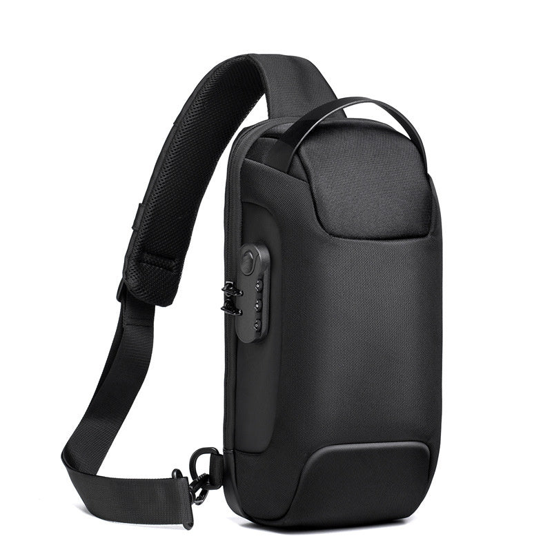 Bolso bandolera Oxford antirrobo impermeable con USB para hombre, bandolera multifunción corta de viaje, bandolera de pecho