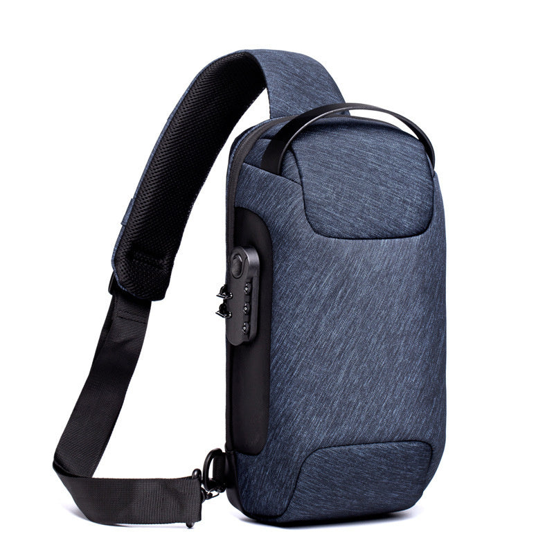 Bolso bandolera Oxford antirrobo impermeable con USB para hombre, bandolera multifunción corta de viaje, bandolera de pecho