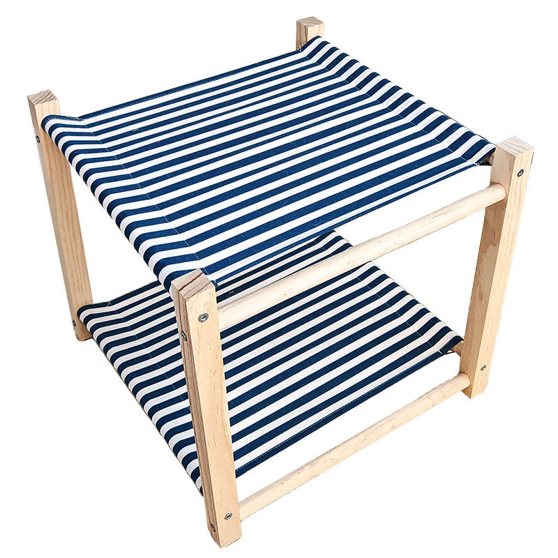Cama de campamento para mascotas de madera maciza, hamaca de doble capa para gatos, litera superior e inferior, extraíble y lavable