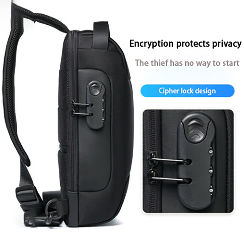 Bolso bandolera Oxford antirrobo impermeable con USB para hombre, bandolera multifunción corta de viaje, bandolera de pecho