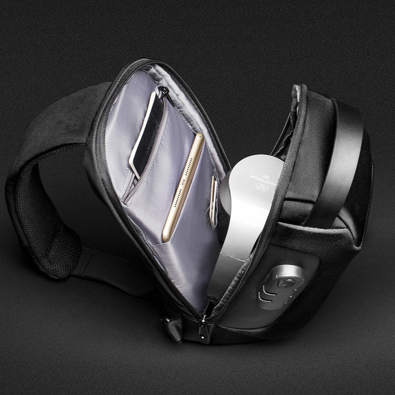 Bolso bandolera Oxford antirrobo impermeable con USB para hombre, bandolera multifunción corta de viaje, bandolera de pecho