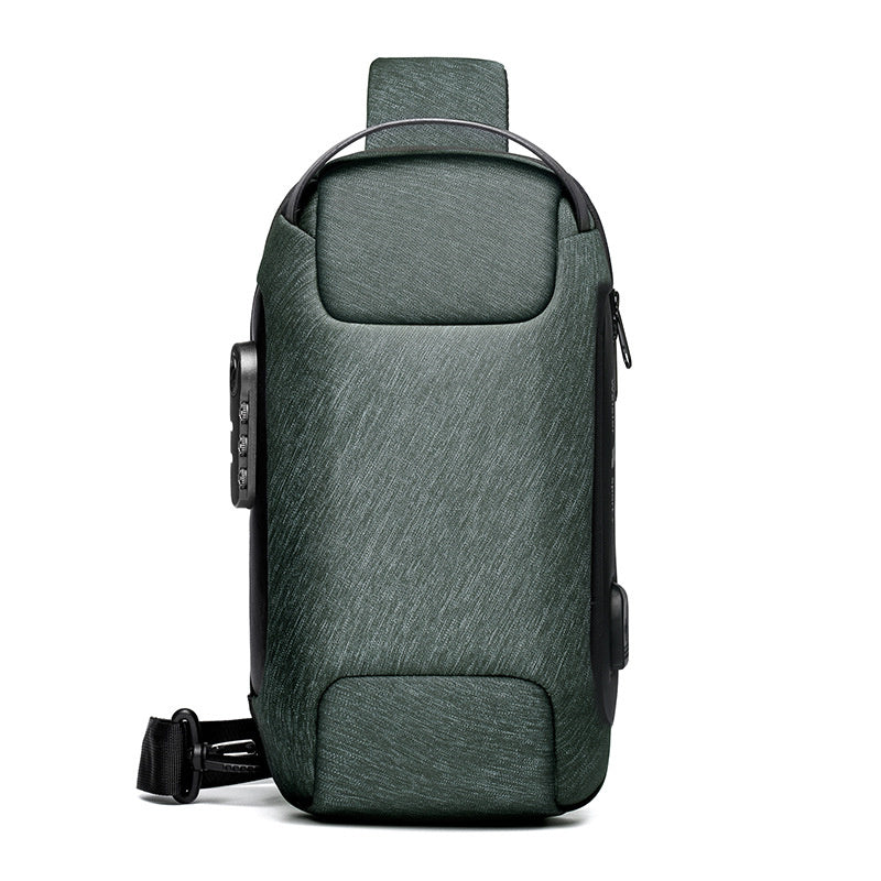 Bolso bandolera Oxford antirrobo impermeable con USB para hombre, bandolera multifunción corta de viaje, bandolera de pecho