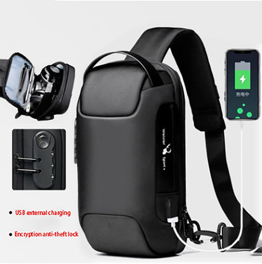 Bolso bandolera Oxford antirrobo impermeable con USB para hombre, bandolera multifunción corta de viaje, bandolera de pecho